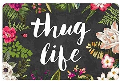 Huishe1 Thug Life Flowers Doormat Entrance Mat Floor Mat Rug Indoor/Outdoor/Front Door/Bathroom Mats Rubber Non Slip (23.6"x15.7",L x W)