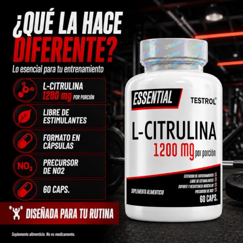 L Citrulina Essential 1200 mg, precursor natural del óxido nítrico que ayuda a la circulación y procesos de vasodilatación. Testrol Citrulina Essential (60 CAPSULAS)