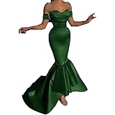 Off Shoulder Mermaid Prom Dresses 2024 Long Beads Straps Sweetheart Satin High Low Pleated Tight Formal Evening Party Gowns