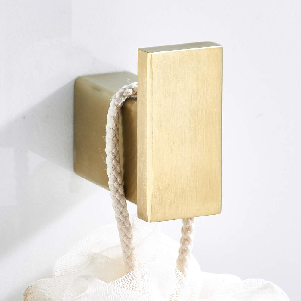 Buy WOMAO Towel Hook Gold, Brushed Brass Coat Hook for Bathroom Kitchen