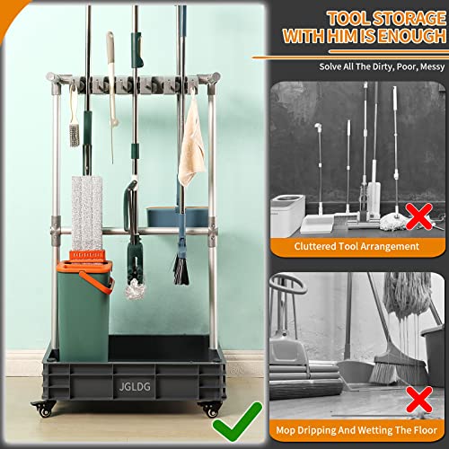 Broom mop Holder Cleaning Supplies Organizer Janitor carts on Wheels Housekeeping Station photo 8
