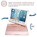 iPad 9.7 Keyboard Case,VANKY 360 Rotate Stand Smart Keyboard Cover 7 Color Backlit Keyboard Case Folio with Auto Wake/Sleep for iPad Air,iPad Air 2,iPad Pro 9.7 and 2018/2017 New iPad 9.7(Rose Gold)