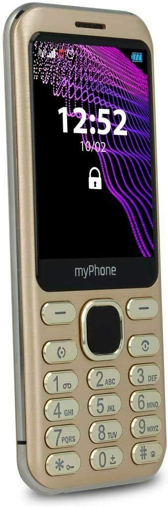 myPhone Maestro 2.8" Dual SIM Basic Simple Big Button Mobile Phone with 2Mpx Camera, FM Radio, Bluetooth, LED Torch, Metal Frame, 1000 mAh Battery, Music Player, Gold - UK Version