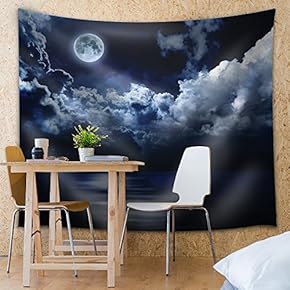A Blanket of Clouds Beneath a Full Moon - Fabric Tapestry, Home Decor - 51x60 inches