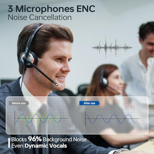 Blucalm Wired Headset with Noise Canceling Mic & in-Line Control, Business Headset with Microphone for PC, USB Computer Headset for Work Call Center, Home Office, Online Classes, Teams, Zoom