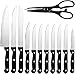 Utopia Kitchen Stainless Steel Knife Block Set 13 Piece Set - Rubber Wood Block