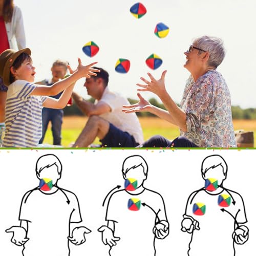 Set of 6 Quality Juggling Balls for Beginners, 50mm Diameter, Water Resistant Juggling Ball, Mini Faux Leather Juggling Balls for Kids Girls Adults