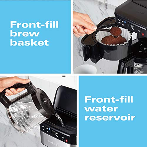 Hamilton Beach Works with Alexa Smart Coffee Maker, Programmable, 12 Cup Capacity, Black and
