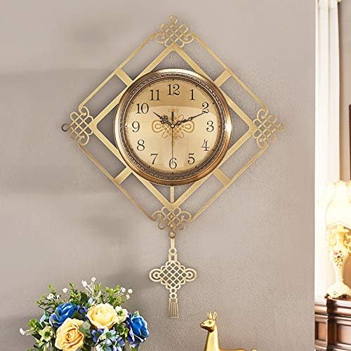 SJQ Chinese Knot Black Watch Clock Living Room European Watch American Creative Watch Clock Atmosphere,20 inches,Bronze (all metal) digital dial