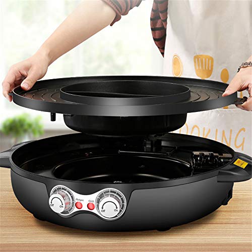 TOPQSC 2 in 1 Electric Smokeless Grill and Hot Pot Electric Hot Pot