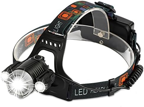 DAMULY Brightest and Best LED Headlamp 6000 Lumen flashlight LED,2 Rechargeable 18650 headlight flashlights Waterproof Hard Hat Light, Bright Head Lights, Camping, Running headlamps
