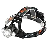 DAMULY Brightest and Best LED Headlamp 6000 Lumen flashlight LED,2 Rechargeable 18650 headlight flashlights Waterproof Hard Hat Light, Bright Head Lights, Camping, Running headlamps