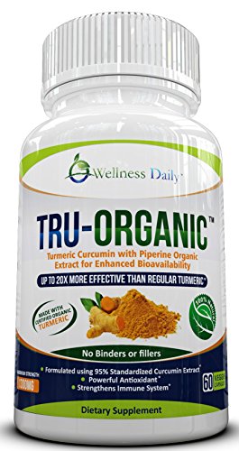 Wellness Daily TRU-ORGANIC Turmeric Curcumin with Bioperine 1300mg Supplement, 60 Capsules Wellness Daily TRU-ORGANIC Turmeric Curcumin with Bioperine 1300mg Supplement, 60 Capsules