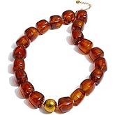 Mchic Colorful Beaded Choker Necklace for Women: Boho Large Square Acrylic Beaded Necklace Stainless Steel Adjustable Surfer Beach Strand Necklces Summer Handmade Jewelry Gift for Women