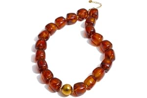 Mchic Colorful Beaded Choker Necklace for Women: Boho Large Square Acrylic Beaded Necklace Stainless Steel Adjustable Surfer 