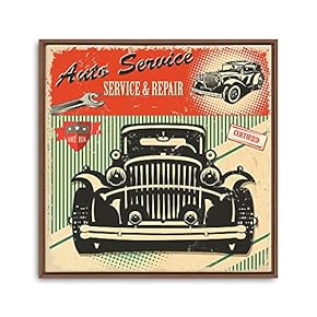 Framed Canvas Wall Art for Living Room, Bedroom Vintage Garage Canvas Prints for Home Decoration Ready to Hanging - 16x16 inches