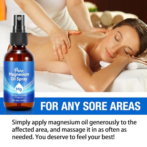 Pure Magnesium Oil Spray, Topical Magnesium Spray Glass Bottle, Organic Magnesium Spray for Feet, – Made with Concentrated Pure Magnesium Chloride Oil (2 Pack 2 fl oz)
