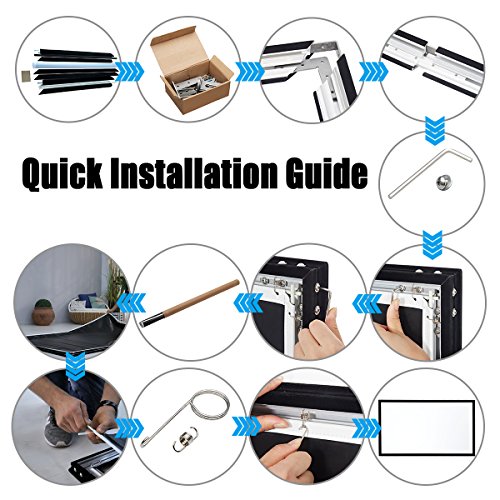 Excelvan Projector Screen 7 Pieces velvet Fixed Frame Active Shutter 3D 4K HD Ultra Ready 1.2 Gain For Home Theater Home Cinema (100 Inch 16:9) - Thumbnail 5