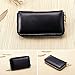 Esdrem Retro Cowhide Leather Key Case Holder Card Wallet Zipper Key Chain Case Pouch in 5 Colors (Black)
