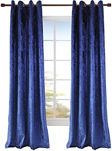 Anady Top Navy Blue Velvet Curtains for Livingroom Navy Blue Drapes Grommet Top 42W by 84L