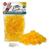 Loom Rubber Bands - 600 Metallic Shimmer Rubber Band Refill Pack with Clips (Metallic Yellow)