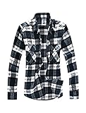 Allegra K Men Plaids Flannel Shirt w Flap Pockets Blue M