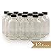 Pack of 12 - 4 Oz Clear Glass Boston Round Bottles with Black Cap