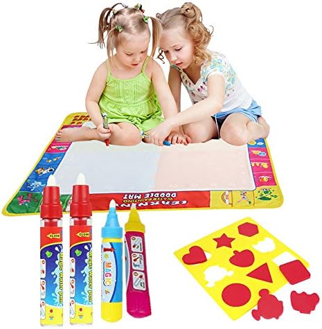 Doodle mat for toddlers,xhforever80 * 60 CM Water Drawing Mat Non-toxic Drawing Toys Water Doodle Mat Developing Mat + 4 Magic Pens + 1 Drawing Shape Board