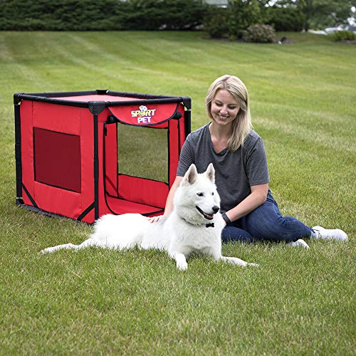 SPORT PET Large Portable Kennel- Indoor & Outdoor Crate for Pets