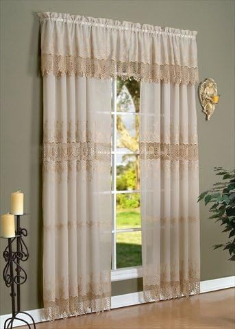 Common Wealth Home Fashions Annamaria Habitat faux linen macrame curtains, 55 x 84"