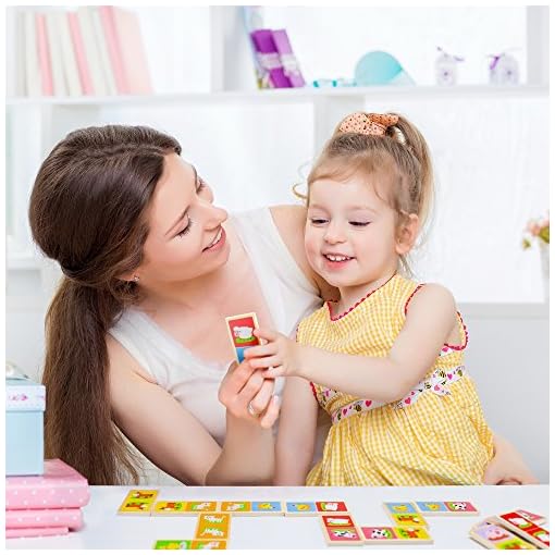 Imagination Generation Busy Barnyard Wooden Dominoes - Reversible! Classic and Matching Games (28pcs) - Image 5