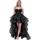 MSMNGZD Spaghetti Cocktail Party Dress for Women High-Low Ruffled Summer Dress Long Trailing Prom Ball Gown