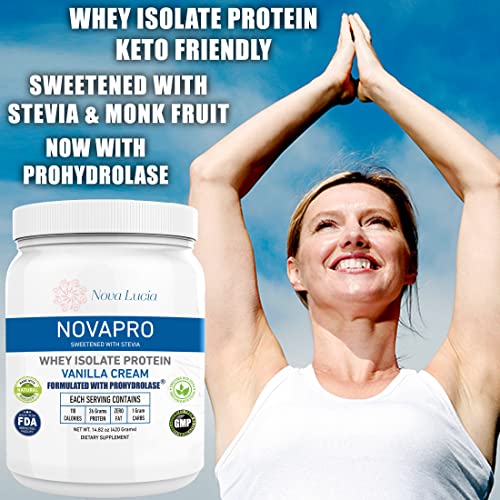 Nova Lucia Vanilla Whey Isolate Protein Powder with Prohydrolase, Keto