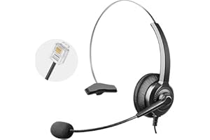 telehybrid Phone Headset Compatible with Yealink Office Desk Phones T2x T3x T4x T5x MP VP Series with RJ9 Connector, Telephone Headsets with Noise-Canceling Mic for Call Center/Home/Business