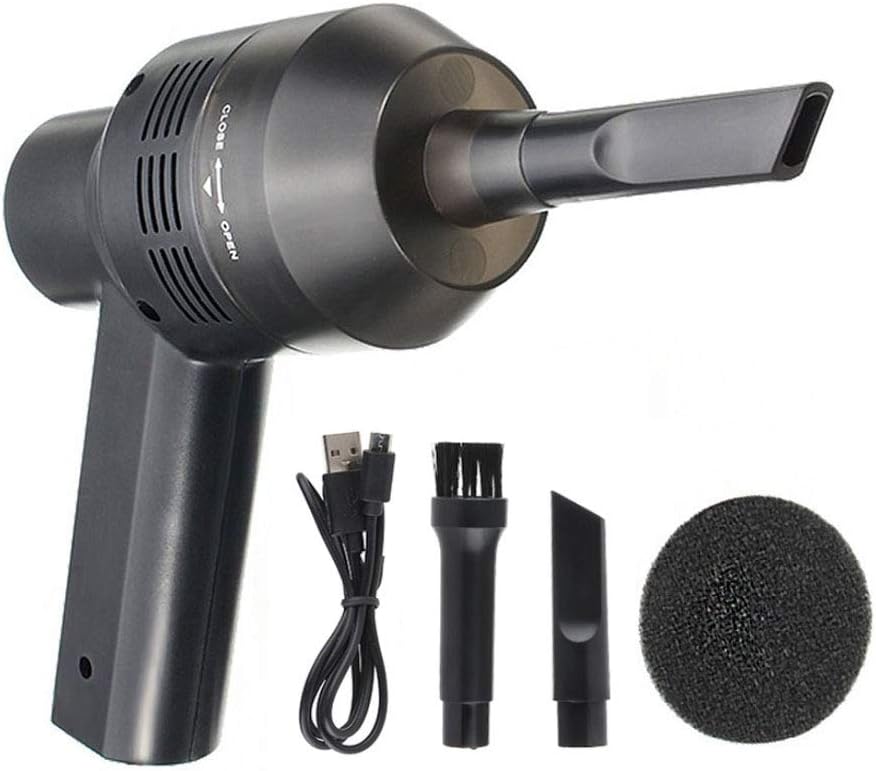 Mini Handy Computer Keyboard Vacuum, Cordless Handheld Vacuum Rechargeable Dust Collector Car Vacuum Cleaner Kit for Cleaning Laptop Dust, Food Crumbs, Paper Scraps, Cigarette Ash, Pet Furs (Black)