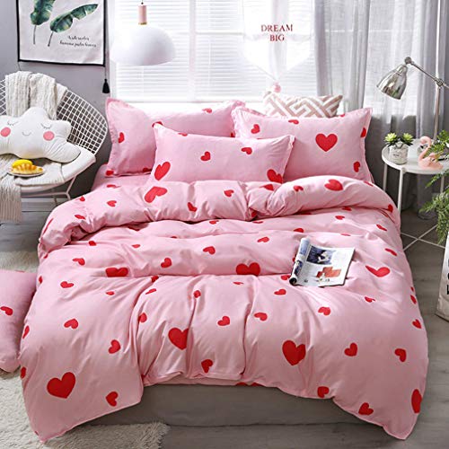 Sweet Red Hearts Printed Bedding Set, Queen