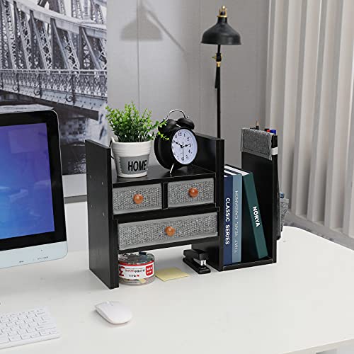 Xcosrack Wood Expandable Desktop Bookshelf Counter Bookcase Adjustable