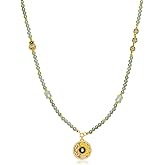 ZHOU LIU FU Sterling Silver Necklaces Silver Peace Buckle Gourd Pendant Necklace Green Jasper Beaded Chain Necklace Dainty Jewelry for Women Her Gifts Birthday Anniversary 23.6"/60CM Y0620856