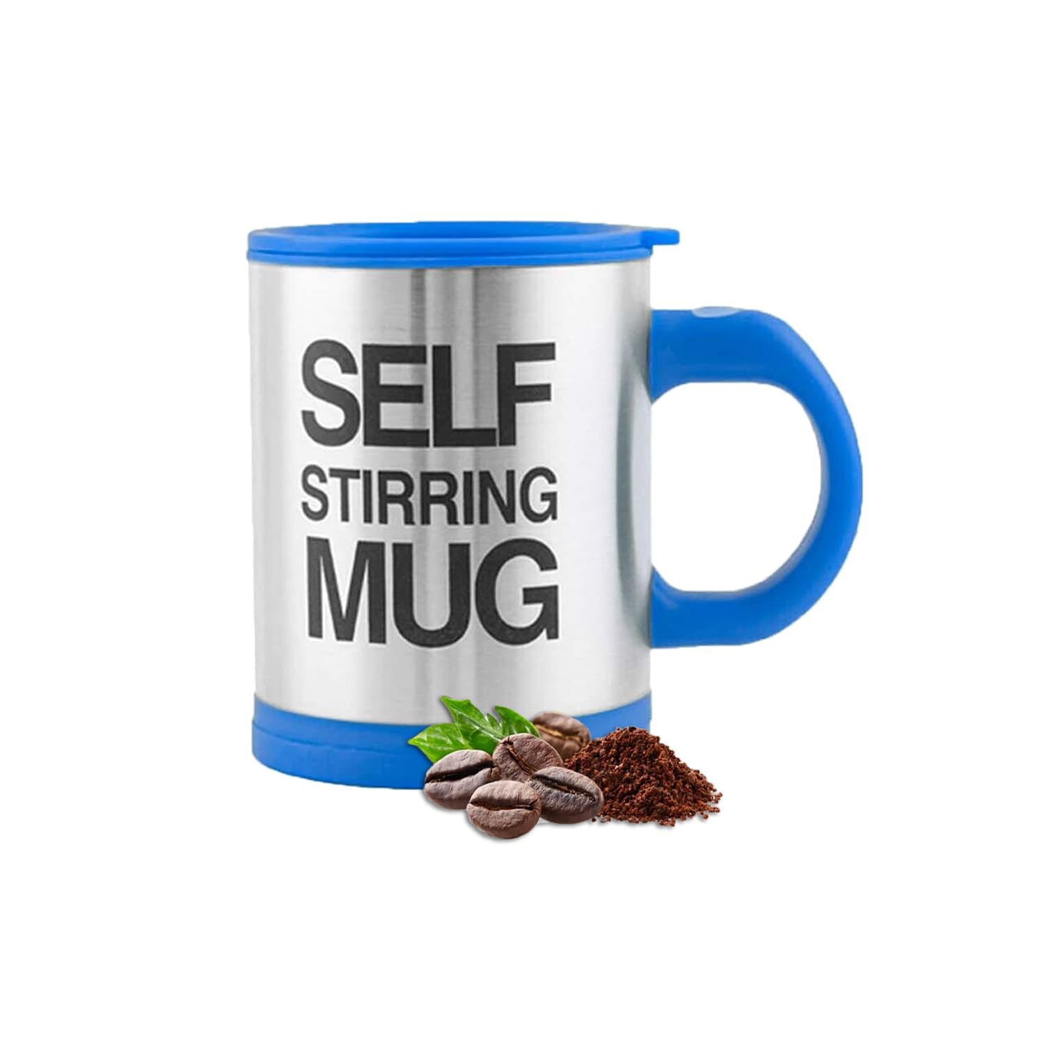 AEX Self Stirring Mug Cup | Electric Stainless Steel Automatic Mixing & Spinning Cup with Lid | Best Gift Idea for Men Women Kids | Blue-450ml