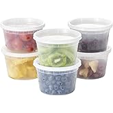 [48Set - 16oz.] Plastic Deli Food Storage Containers With Plastic Lids, Disposable togo containers for soup, Meal Prep, Slime | BPA Free | Stackable | Leakproof | Microwave | Dishwasher | Freezer Safe
