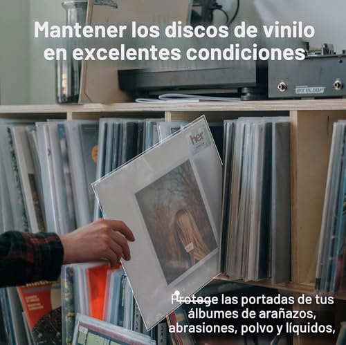 GPXIIZ LP Vinyl Sleeves Exterior 12 Inches, 50 x Transparent Vinyl Disc Protector Cover, Durable High Density Polypropylene, LP 33 RPM Vinyl Sleeves for 1-2 LPs