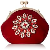 XIANGYI Womens Floral Clutch Bag Velvet Crystal Handbag Evening Party Purse
