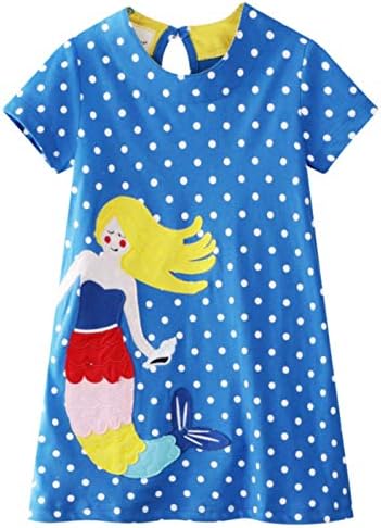 Toddler Girls Animal Stripe Cotton Dress Short Sleeves Casual Summer Basic Active Shirt Dresses
