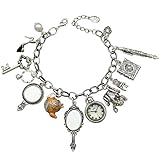 Q&Q Fashion Vintage Fairytale Charms Cinderella Alice in Wonderland Narnia Style Looking Glass Chain Bangle Bracelet