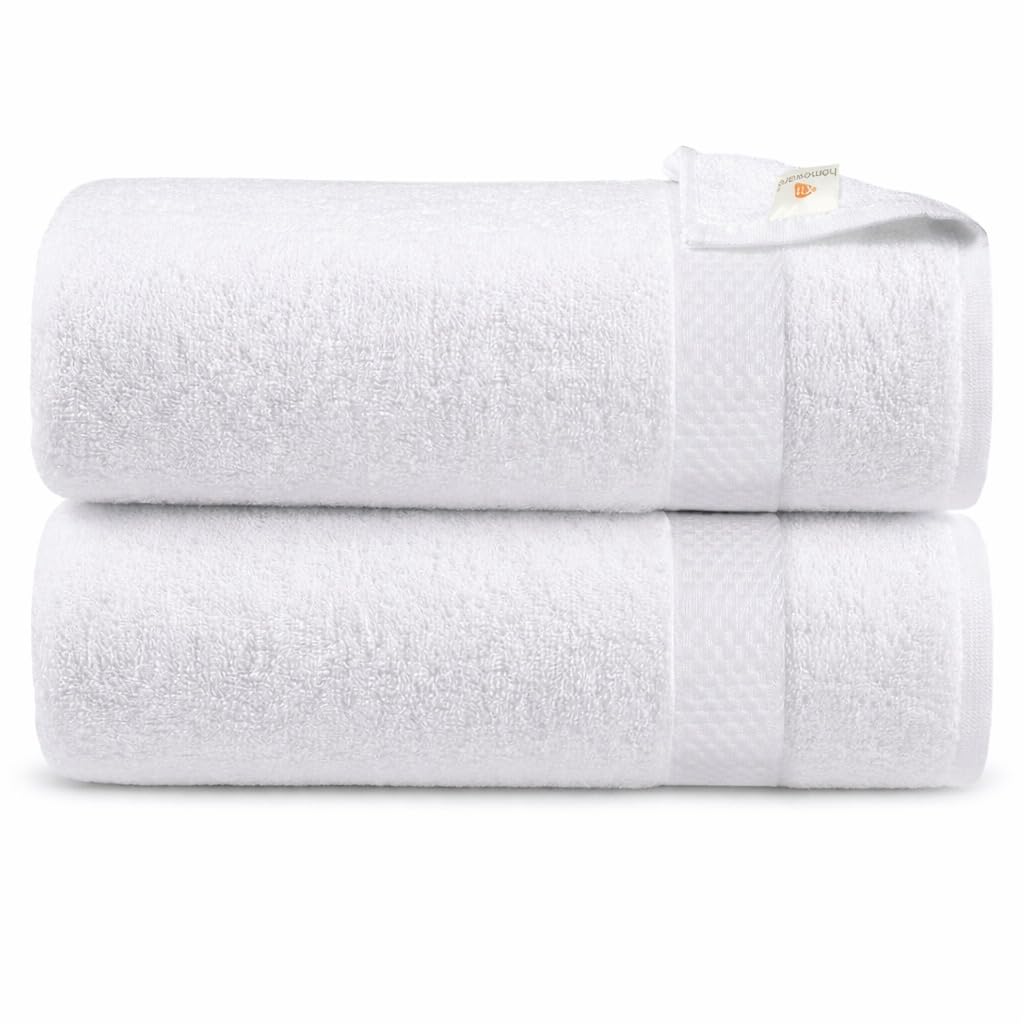 X11 Bath Towel - Large Bath Towels Set, 100% Egyptian Cotton Bath Towel Sets, Highly Absorbent Bath Sheets, Bathroom Towels - Bath Towels Large (75x145cm) (White, Set of 2)