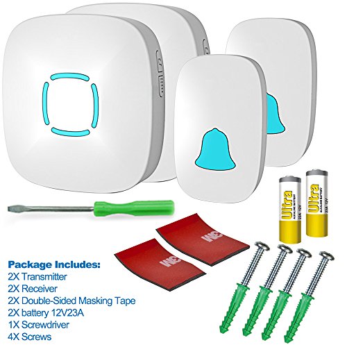 Wireless Doorbell, Lovin Product Waterproof Chime Kit with Over 36 Chimes & Adjustable Volume; Range Up to 1000ft Operating, with Sound and LED Flash Door Bell for Home (2 Receiver&2 Push Button)