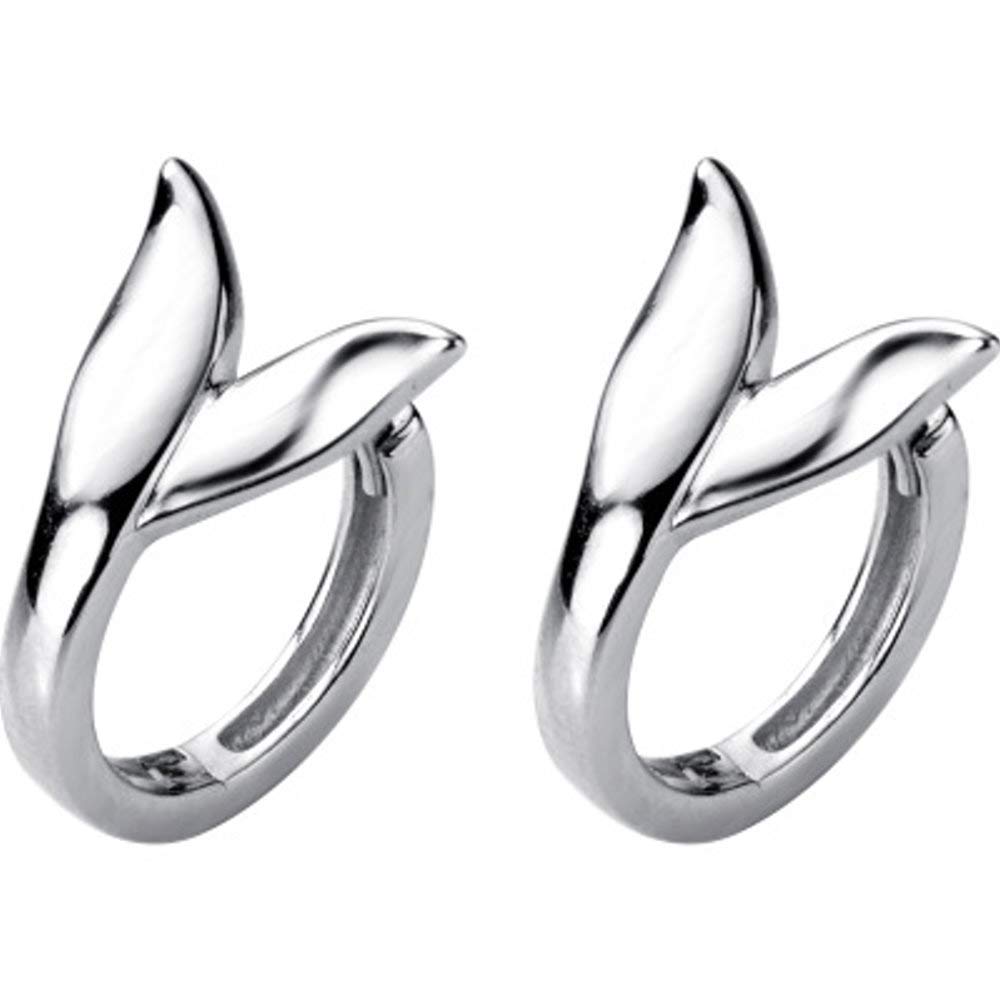 Fish Tail Mermaid Tiny Sleeper Hoop Earrings for Women Girls S925 Sterling Silver Small Cute Cartliage Tender Shoot Personalized Piercing Ear Jewelry Fashion Gifts Hypoallergenic (Silver)
