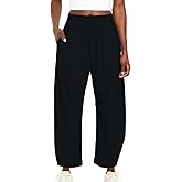 Yioaga Barrel Pants Women Baggy Wide Leg Elastic Waisted Sweatpants Athletic Clothes Lounge Palazzo Trousers with Pockets