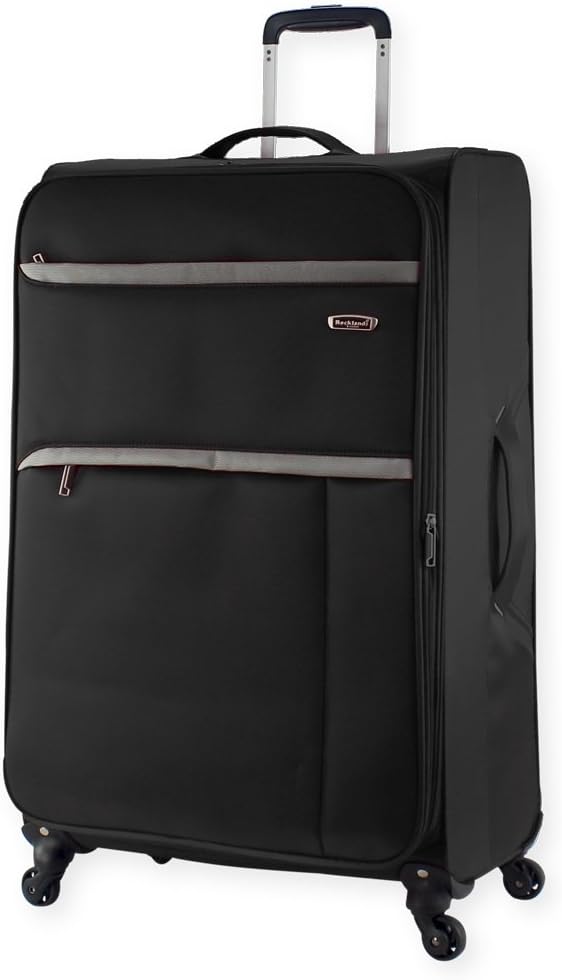 New Rocklands Super Lightweight Luggage Carry On Suitcase Cabin Travel Bag (Large 28" (H78xW46xD32cm), Black)