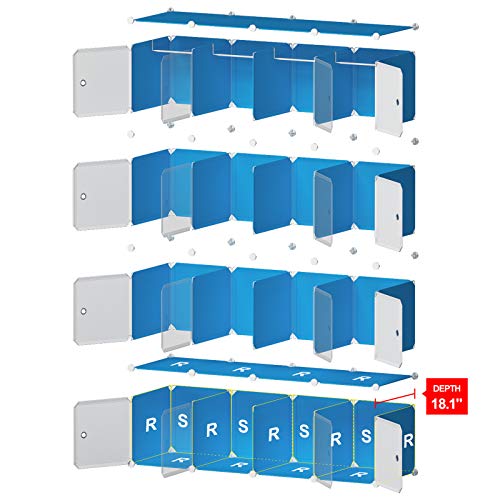 GEORGE&DANIS Portable Wardrobe Plastic Modular Closet Organization Customizable Cube Storage Organizer Bedroom Armoire Dresser, White, 4x4 Tiers